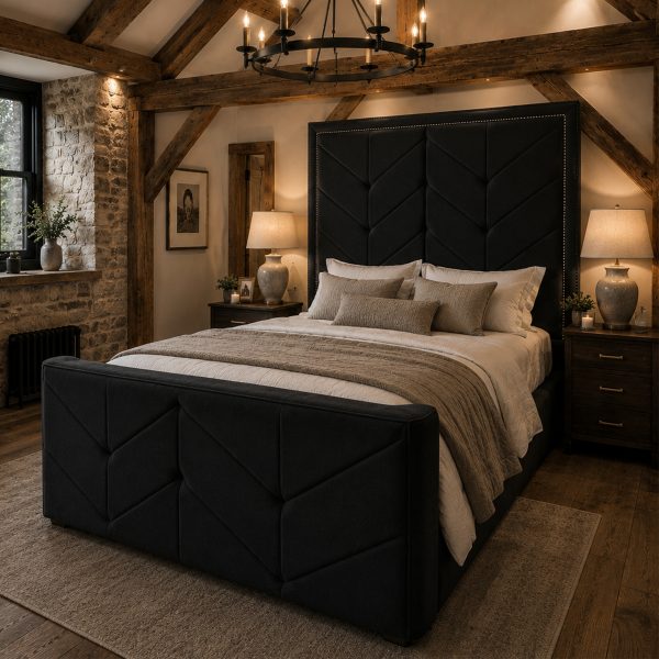 THE JULIUS - Luxury Grey Fabric TV Bed