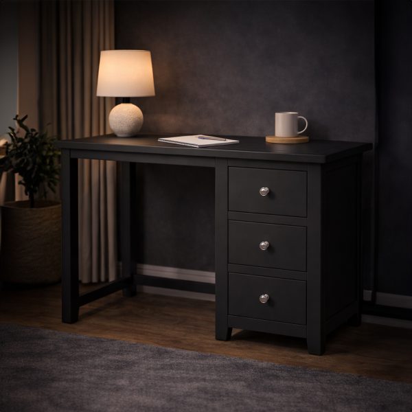 Birnham Charcoal Painted Single Pedestal Desk