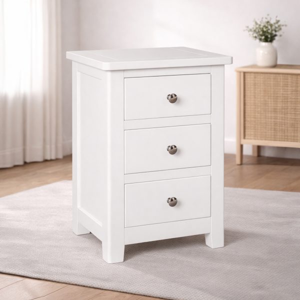 Birnham White Painted 3 Drawer Bedside
