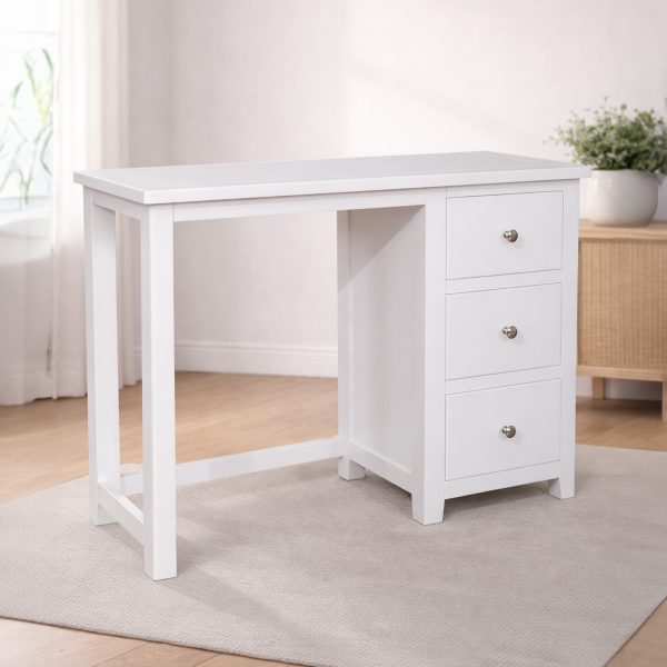 Birnham White Painted Single Pedestal Desk