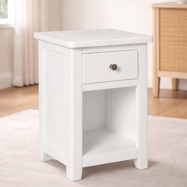 Birnham White Painted 1 Drawer Nightstand