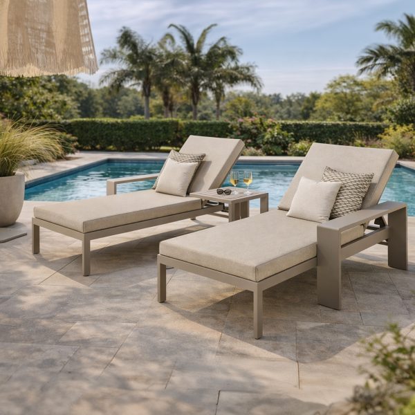 Minster - Sun Loungers Set with Drinks Table