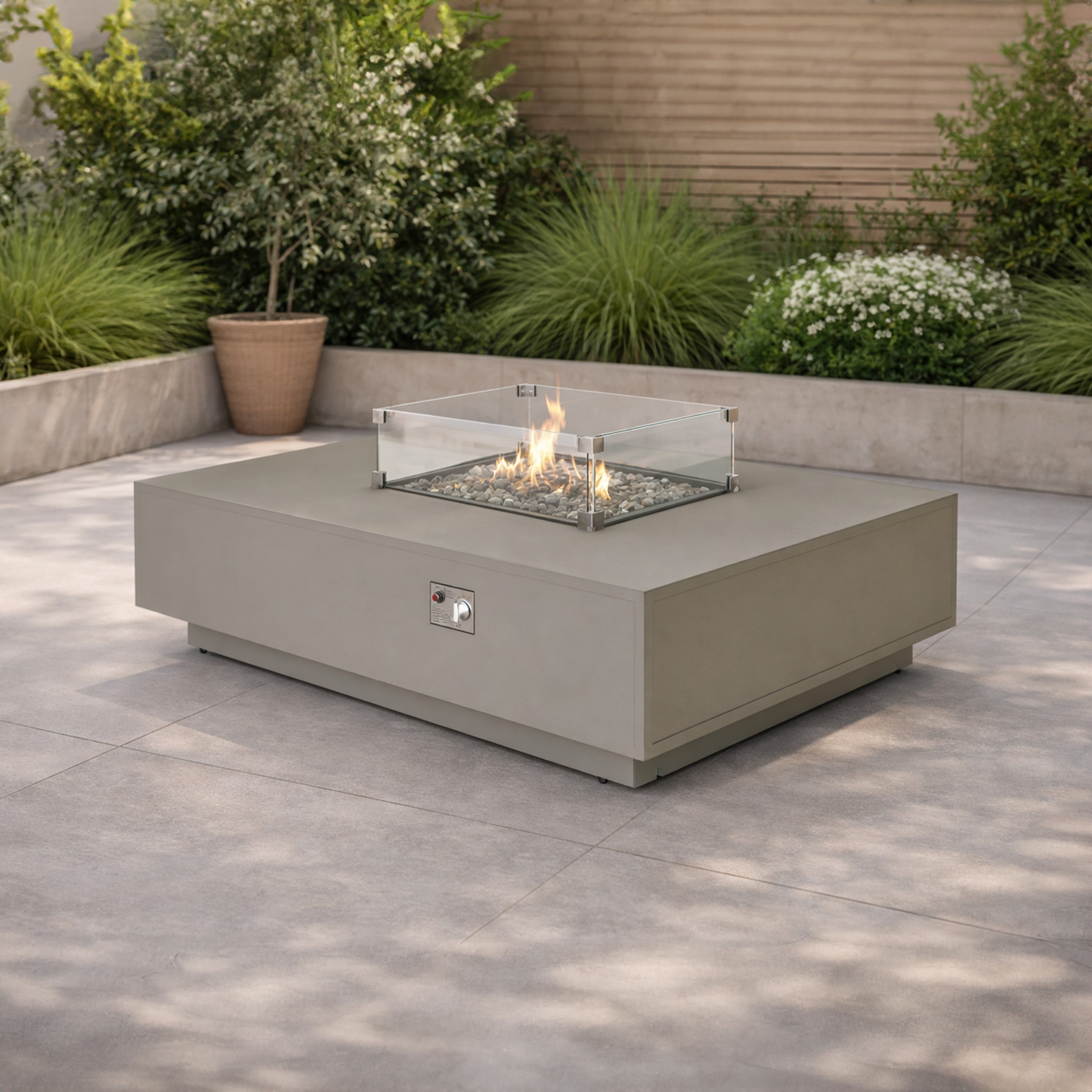 Minster - Rectangular Coffee Table with Gas Fire Pit