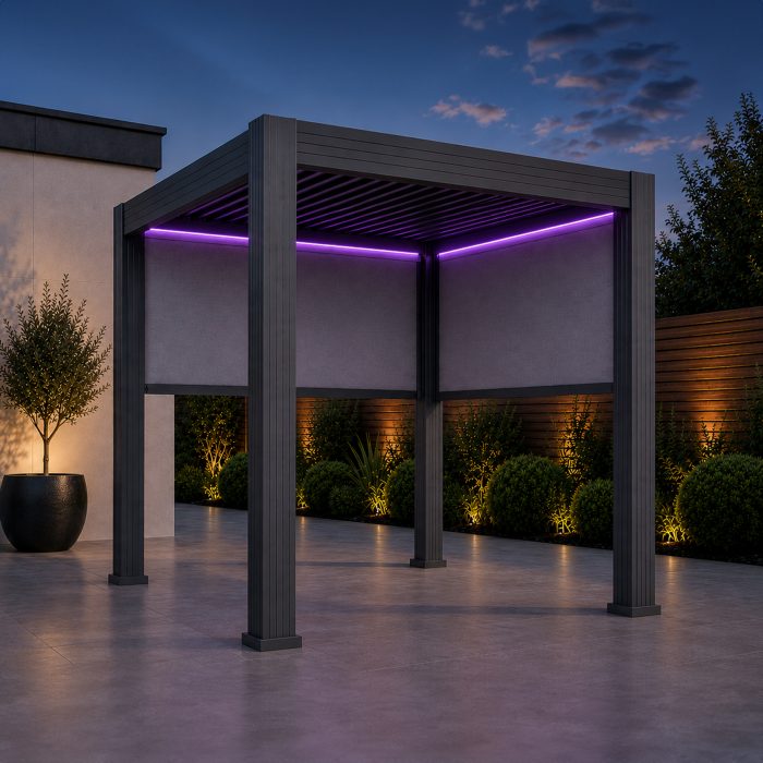 2.5m x 2.5m pergola purple leds 2.5m x 2.5m pergola purple leds