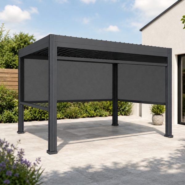 Premium Gazebo / Pergola 3m x 4m - with Manual Louvre Roof and LED Lights