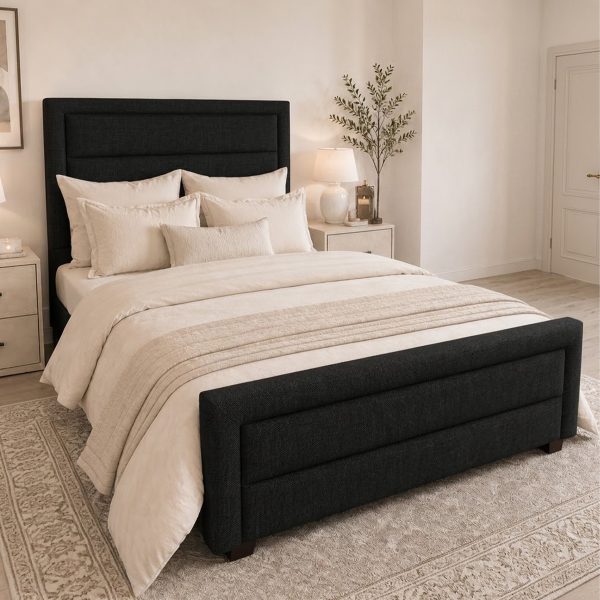 OLIVIER - Black Luxury Fabric Bed