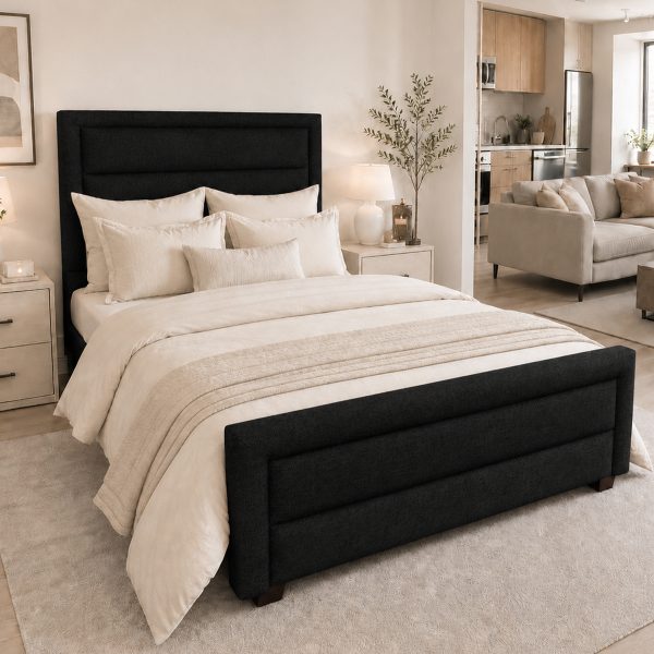 OLIVIER - Black Luxury Fabric Bed