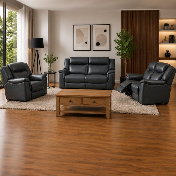 London Midnight –  Genuine Italian Leather Sofa (Electric Reclining)